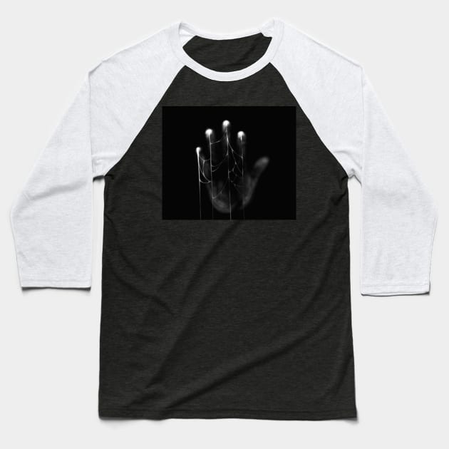 Bloody Dark Hand On Black Background Baseball T-Shirt by SYLPAT